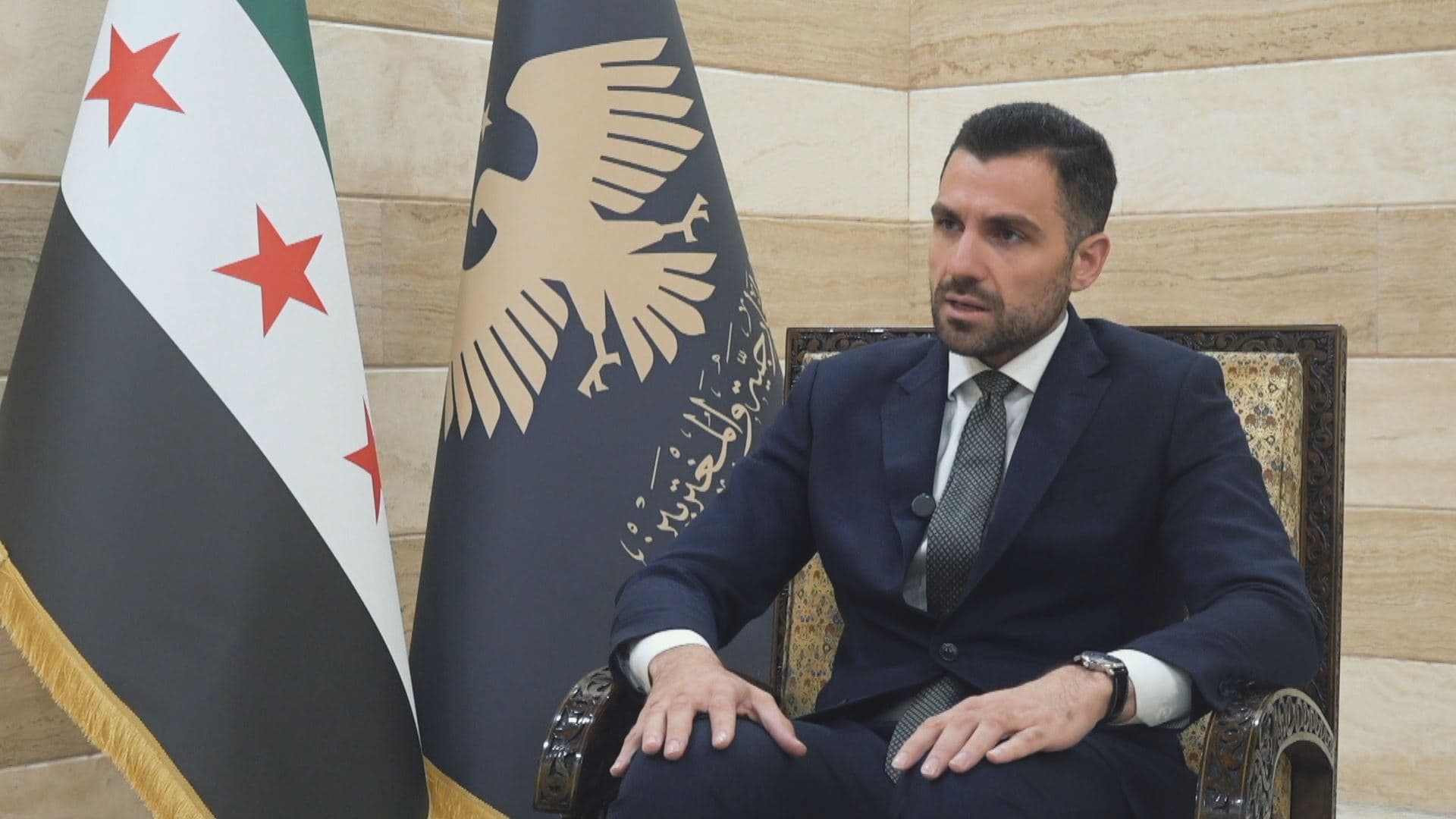 Qutaiba Idlbi, director of American affairs at the Syrian foreign ministry, speaks to Rudaw on July 30, 2025. Photo: Screengrab/Rudaw