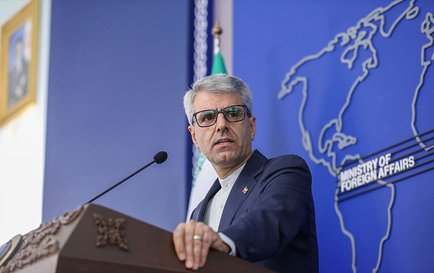 Iranian foreign ministry spokesperson Esmail Baghaei speaking during a press conference in Tehran on November 19, 2024. Photo: IRNA